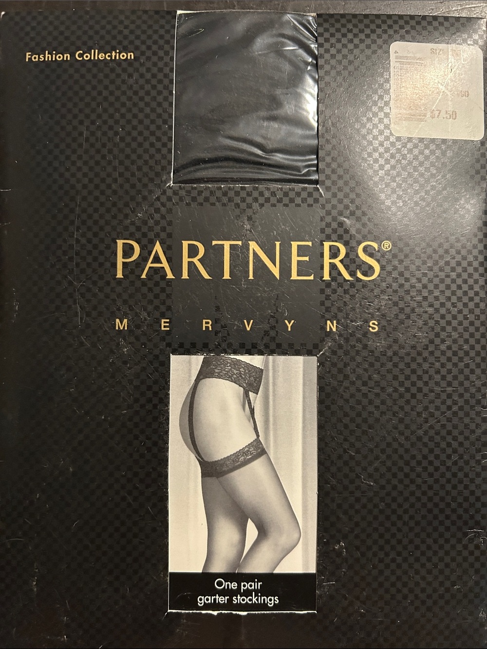 Vintage Partners Black Garter Stockings with Lace Top